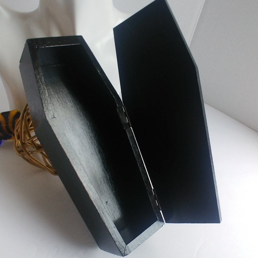 Black Wood Coffin Shaped Trinket Box - Picture 2 of 5